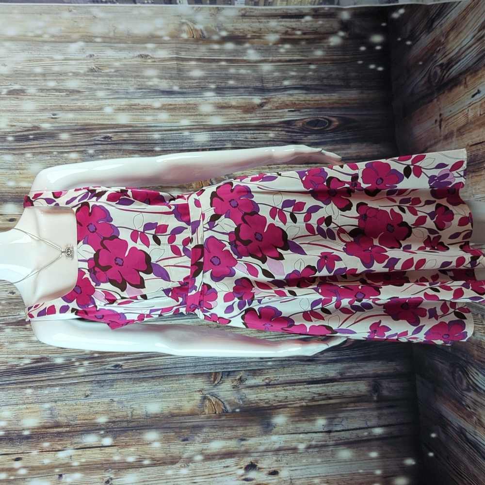 Beautiful Breaking Loose sz 8 Sleeveless Cotton Floral  A-Line Dress